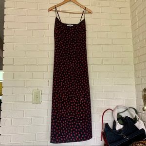 Rose print midi milkmaid slip dress